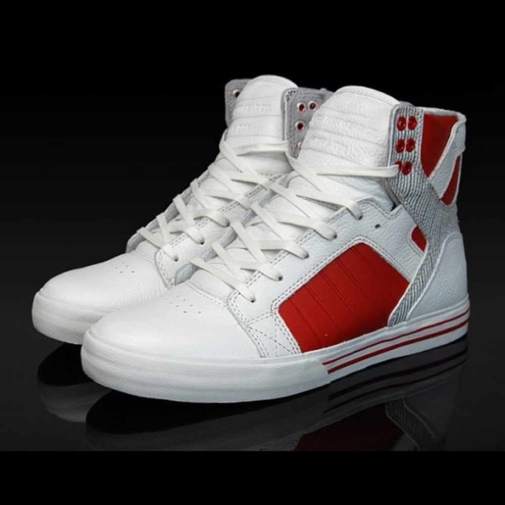 White and red leather Supra